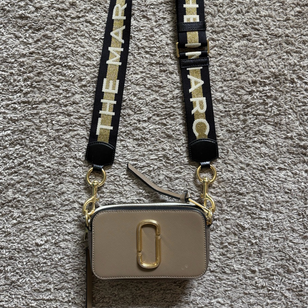 Marc Jacobs Tan Crossbody Bag with Black Strap